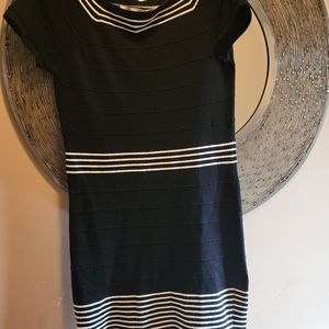 Knee length black and white dress